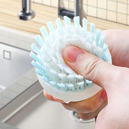 Dish Scrub Brush,Ergonomic Grip Palm Brush,Kitchen Scrub Brushes for Cleaning, Dish Scrubber with Stiff Bristles for Sink, Pots, Pans（2 Pack） - color: Grey Blue