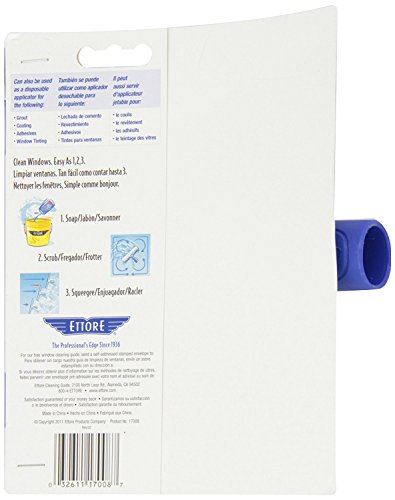 Ettore-17008 8-Inch All Purpose Window Squeegee with Lifetime Silicone Rubber Blade, Blue - size: 8 In