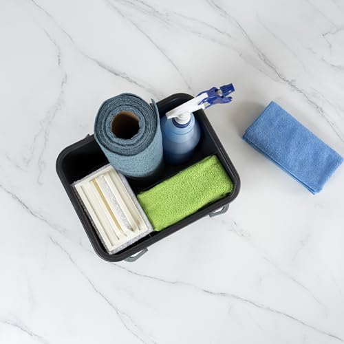 Restaurantware-Clean Tek Professional Cleaning Caddy, 1 Cleaning Supply Caddy With Handle - 4 Compartment, Multipurpose, Gray Plastic, All-Purpose, For Bathroom, Bedroom, Kitchen, Or Garden