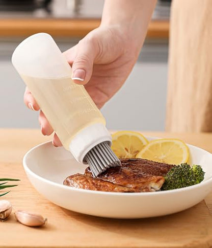 Food - Grade Silicone Oil Brush Bottle | Soft Heat - Resistant, Reusable Basting Tool With Scale, Outdoor Grill Oil Dispenser | Kitchen Squeeze Bottle, Non - Shedding (350ml 2pcs) - size: 350ml 2pcs