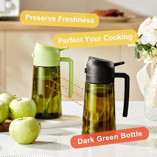 CXINYI - 16oz/470ml Olive Oil Dispenser for Kitchen with Stickers - 2 in 1 Olive Oil Sprayer for Cooking, Air Fryer, and Salad, Black (Light-Proof Kitchen Gadget) - color: Black-02