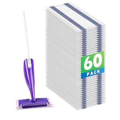 60 Pack Disposable Spray Mop Pad Refills for Wetjet, Unscented Cleaning Repalcement Mopping Pads, Compatible with Wet Jet, Multi-Layer Floor Mop Pads for Multi Surface Floor