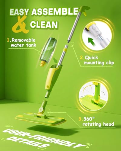 Toddler Spray Mop-Montessori Toys Mini Size Cleaning Mini Mop that Really Spray -Kid Pretend Play Toys Gift for Toddlers Girls Boys - size: Green, style: Spray Mop
