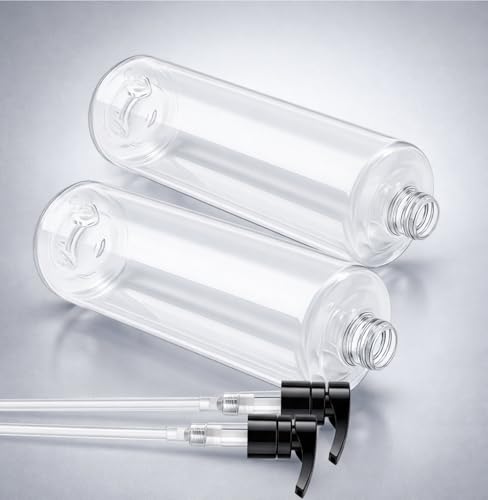 Bar5F Empty Pump Bottles 32 oz. (1-Liter) BPA-Free Crystal-Clear USA 2-Pack | Large Refillable Containers for Shampoo, Conditioner, Body Wash, Lotion, Gel, Laundry Detergent, Hand Soap