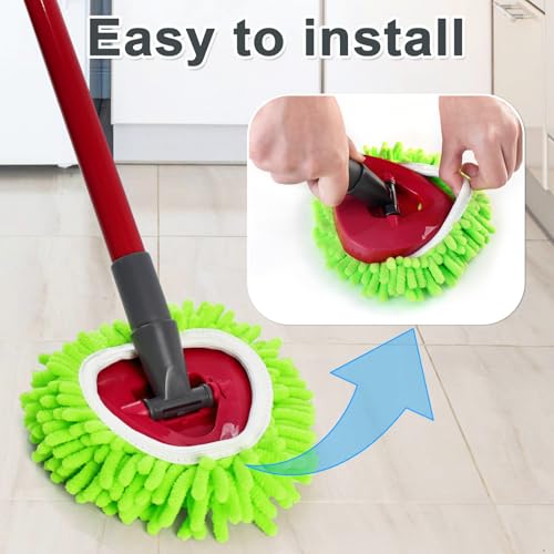 Mop Heads Replacements, 3 Pack Spin Mop Refill Replace Head for O Cedar RinseClean 2 Tank System, Microfiber & Chenille, Machine Washable and Safe for Cleaning All Hard-surfaced Floors - size: 3 Pack- Chenille Mop Pads