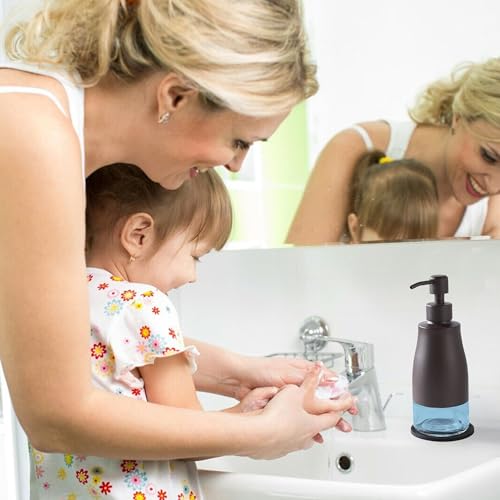 Gaussra Matte Brown Soap Dispenser with Coaster and Stickers, Stainless Steel and Glass Bottle Hand Pump Dispenser, Refillable Liquid Hand Soap Dispenser for Bathroom & Kitchen (11OZ / 320ML) - color: Matte Brown