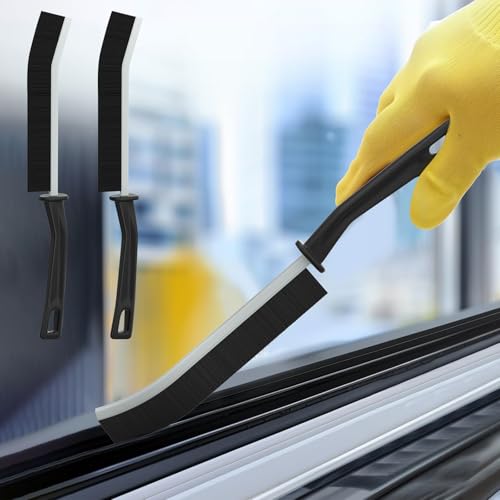 Crevice Cleaning Brush, 2Pcs Hard Bristle Gap Scrub Brush for Bathroom, Kitchen, Tiles and Sink, Multifunctional Household Cleaning Tool(Black) - color: Black
