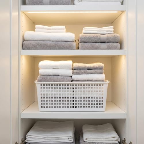 3-Pack Large Plastic Storage Basket, Plastic Storage Bin, White