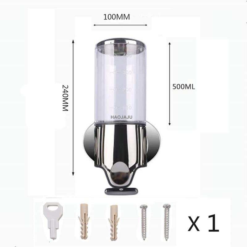 Single Head and Double Head Manual Pressing Head Wall Mounted Soap Dispenser Shower Liquid Shampoo and Soap Dispenser with Container (Transparent, 500ml x 2) - color: Transparent, size: 500ml x 2