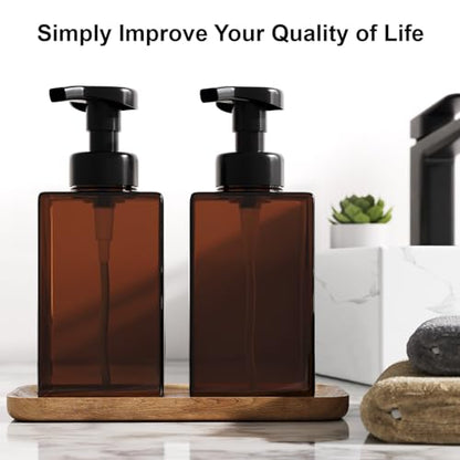 Amber Foam Soap Dispenser Set of 2 Bundle with 2 Pcs Amber Lotion Soap Dispenser