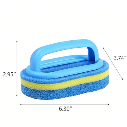 All Purpose Sponge Scrub Brush with Ergonomic Handle, Household Cleaning Brush for Bathroom, Kitchen, Bathtub, Toilet, Shower