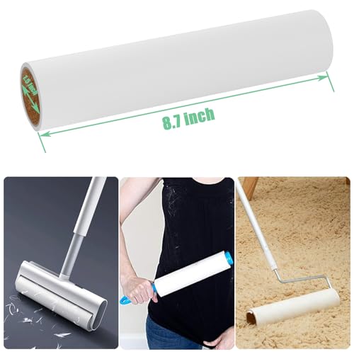 8.7 inch Lint Roller Refills Only, Compatible with Mammoth Lint Roller, Extra Large Sticky Roller Refill 5 Rolls, 60 Sheets per Roll, Total 300 Sheets, Perfect for Pets (8.7'' Wide) - size: 8.7'' Wide (Pack of 5, Total 300 Sheets)