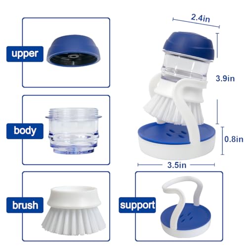 CELOX Soap Dispensing Dish Brush Set with Holder for Dishes