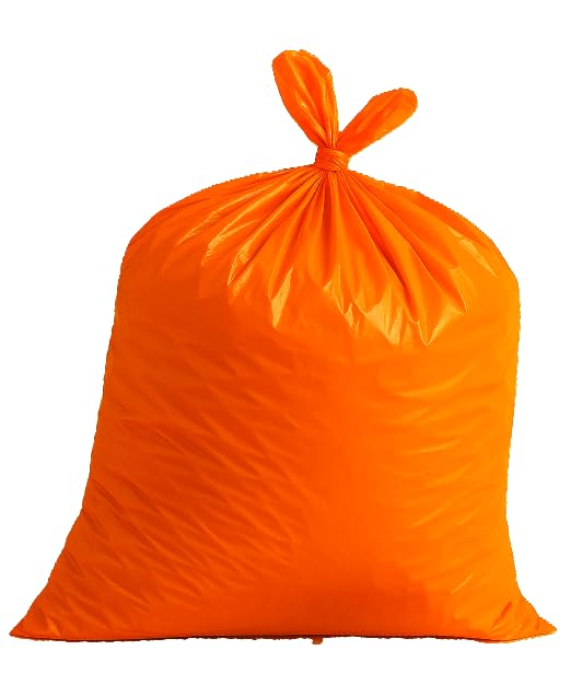 Orange Trash Bags, 44 Gallon Capacity, Commercial Grade Garbage Bags for Industrial, Construction, Outdoor Use, Made in USA (5)