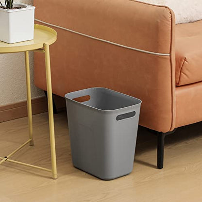 UUJOLY Plastic Trash Can Wastebasket, Garbage Container Basket for Bathrooms, Kitchens, Offices, Kids Rooms, Grey, 3.5 Gallon, 2 Pack - color: Grey, size: 3.5 Gallon/2 Pack