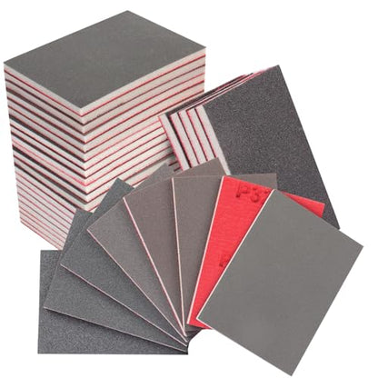32 Pcs 3 x 4 Inch Sanding Sponge Set, 180-3000 Grit Abrasive Sanding Pads Soft Foam Hand Sander Block Wet Dry Sandpaper for Wood Metal Drywall Furniture Paint Polishing - size: 32pcs Mix Grit, style: Aluminum