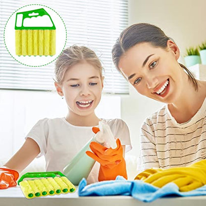 Geiserailie 2 Pcs Window Venetian Blind Cleaner Duster Tool Washable 7 Fingers Dusting Cleaner and Air Vent Shutter Brush Blinds Air Conditioner Fan Duster Dirt Housekeeping Tool (Blue Green) - color: Blue Green