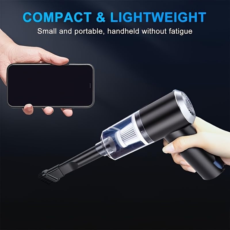 Cleaner, Car Vacuum Cleaner, Wireless Keyboard Cleaner with Super Strong Suction of 120W, Powerful Mini Rechargeable Vacuum Cleaner with Dual Filters, Suitable for Cars, Homes, Offices