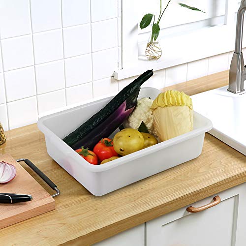 Small Bus Tubs Commercial Set of 4, Plastic Wash Basin, 8 Liter - color: White, size: 8 L