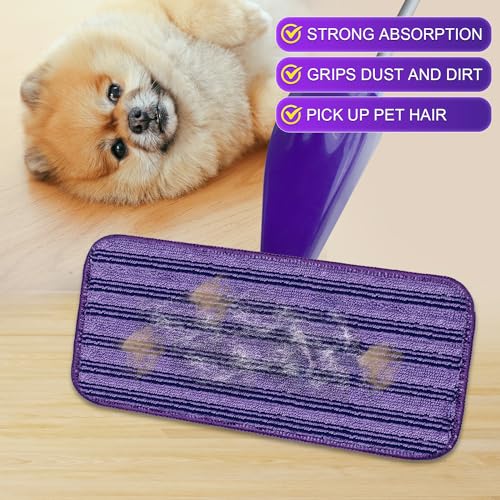 Updated & Innovative Cationic Mop Pads for Swiffer Wet Jet and Most Velcro 10" 11" 12" Spray Mops, Reusable Swiffer Wet Jet Mop Pads Replacement