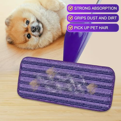 Updated & Innovative Cationic Mop Pads for Swiffer Wet Jet and Most Velcro 10" 11" 12" Spray Mops, Reusable Swiffer Wet Jet Mop Pads Replacement