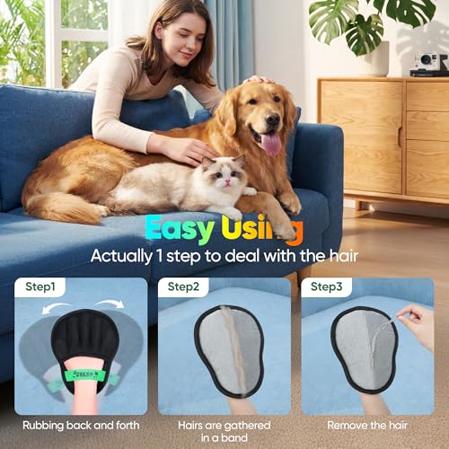 Upgraded Pet Hair Removal Glove for Dogs & Cats, Electrostatic Five-Finger Hair Remover for Furniture, Couch, Carpet, Clothing& Car Seat, 2Pcs Reusable Magic Brush Pet Hair Remover Tool (Black) - color: Black2