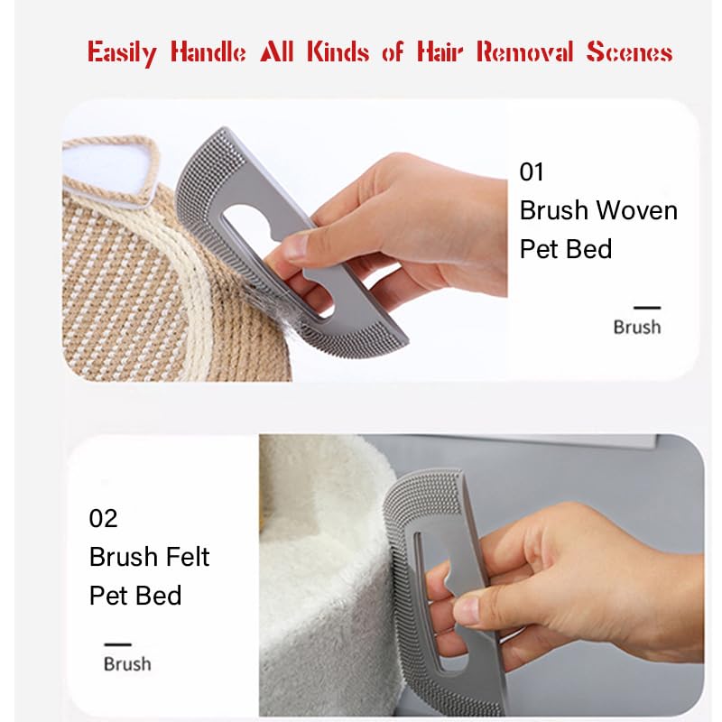 Silicone Pet Hair Remover – 2-Pack Portable Lint & Fur Scraper for Cats, Dogs & Upholstery, Dual-Edge Rubber Brush Lifts Hair from Sofa, Carpet, Car Seats – Gray
