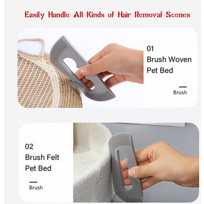Silicone Pet Hair Remover – 2-Pack Portable Lint & Fur Scraper for Cats, Dogs & Upholstery, Dual-Edge Rubber Brush Lifts Hair from Sofa, Carpet, Car Seats – Gray
