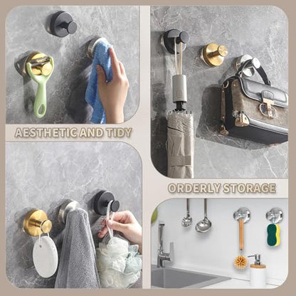 2026 Upgraded Drill-Free Suction Cup Hooks, Stainless Steel Suction Cup Hooks for Shower, Mirror, Wall, Bathroom, Glass, Hanging Towels - 4 Pack, Bright Silver - color: Bright Silver