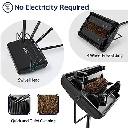 JEHONN Carpet Floor Sweeper Manual with Horsehair, Broom and Dustpan Set for Home