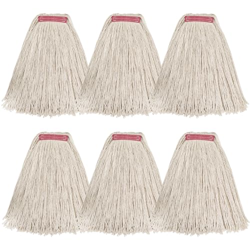 Matthew Cleaning 24oz 6Pack Cotton Floor Mop,Cotton Looped-Open String Heavy Duty String Mop Refills, Universal Headband Blend,Mop Head Replacement for Home, Industrial and Commercial Use(White) - color: White, size: 24oz 6 Pack