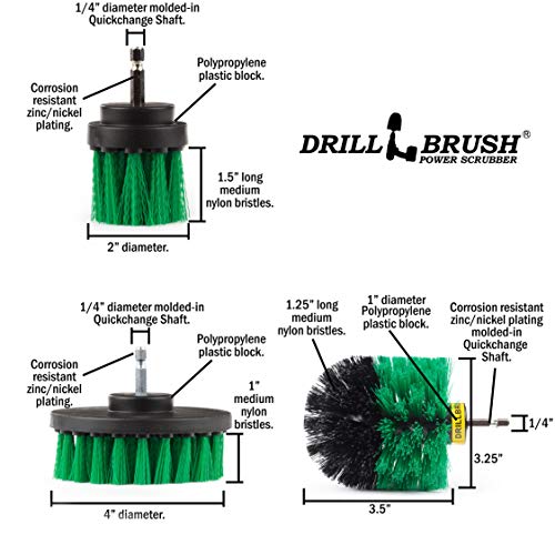 Drill Brush – Drill Brush Attachment – Drill Brush Power Scrubber – Drill Brush Set - Nylon Drill Brush - Drill Brush Scrubber - Drill Brush Cleaner - Grout Drill Brush - Drill Brush Kit - color: Green