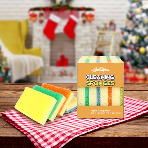LAUNDRYLUX Scrub Sponge, Dual-Sided Temperature-Responsive Scrubber - Non-Scratch - Multipurpose Dish Sponges for Kitchens, Bathrooms, and Outdoor Use - 4 Pack - style: Rectangle