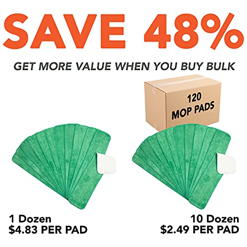 Arkwright Spray Mop Replacement Pads - (Pack of 12) Bulk Microfiber Flat Dry and Wet Refill Mop Pads Floor Cleaning, Compatible with Bona and Rubbermaid, Fits All Mop Heads, 24 in, Green - color: Green, size: 24 Inch (Pack of 12)