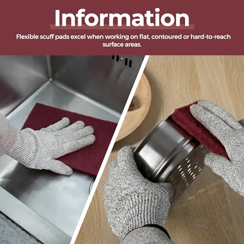6” x 9” Maroon Scuff Pads 10PCS 320 Grit Red Scuff Pads,Aluminum Oxide Grains for Paint Prep,Scuffing,Scouring and Sanding