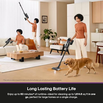 Eureka Cordless Stick Vacuum Cleaner ReactiSense 440, 60-Min Runtime, Anti-Tangle Brushroll, Intelligent Sensing Technology, Ideal for Pet Hair, HardFloors & Carpets - size: NEC440BK