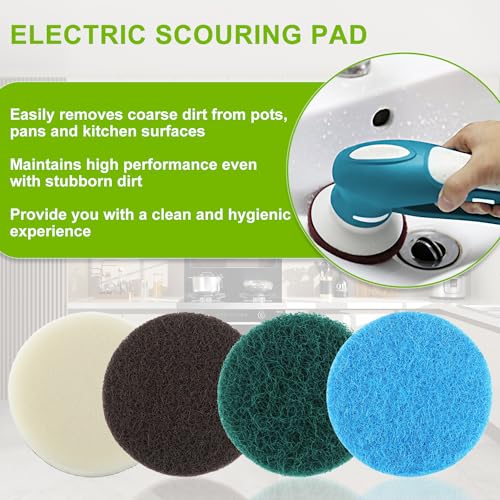 16pcs Electric Cleaning Brush Pad Set 4 Foam Pads 4 Kitchen Mats 4 Performance Pads 4 Microfibre Pads fit for Dremel Versa Cleaning Brush - size: Blue Green White Brown