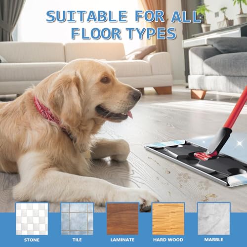 Pure Realm 6 Pack Mop Replacement Pads for Ocedar H2prO Flat Mop System, Washable and Reusable Handle Pads Refills for Floor Cleaning - color: Blue 6 Mop Pads
