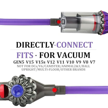 Fullclean Dryer Vent Lint Vacuum Attachments Hose for Dyson Gen5 V15 V15s V12 V11 V10 V9 V8 V7 Detect Absolute Cyclone Outsize Slim Nozzle Crevice Flexible Lint Removal Tool Dryer Vent Cleaner Kit - style: Dryer Hose Purple