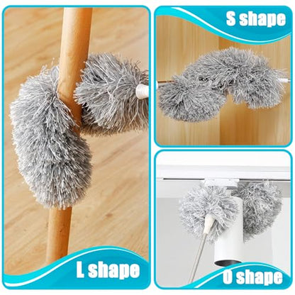 Feather Duster for Cleaning Extendable - Feather Duster for Cleaning The Indoor. 110 in Long Duster with Extension Pole for Clean Ceilings and Fans. Microfiber Duster for Blinds. Washable Dduster