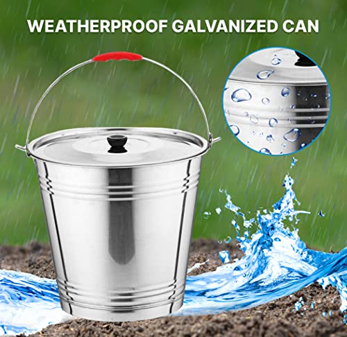 Skywin Metal Can with Lid - Durable 4 Gallon Metal Bucket with Lid for Heavy Loads - Environment-Friendly Trash Can for Outdoor, Safe Alternative to Plastic (2)