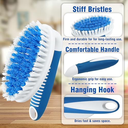 Scrub Brush, 2 Pack Household Cleaning Brushes with Stiff Bristles, Scrubbing Brush for Carpet, Shower, Bathtub, Kitchen, Pool Tile, Bathroom Scrubber, Small - size: Small