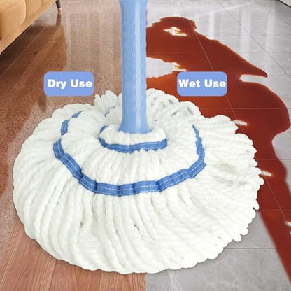 Self-Wringing Twist Mop for Floor Cleaning, 57” Long Handle Heavy Duty Microfiber Mop for Wet Mopping on Tile, Hardwood, Kitchen, Bathroom, Patio, Garage, Commercial Household Clean (Blue) - size: Blue-Complete Mop