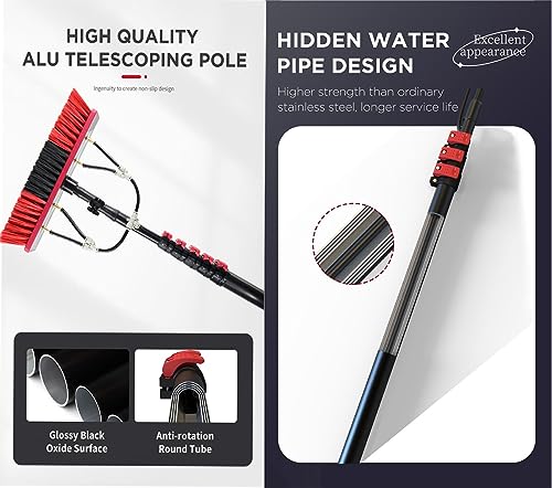 Solar Panel Cleaner Brush Kit - 12ft-30ft Extendable Water Fed Brush for Cleaning Solar Panels, Windows, and Cars - 3-in-1 Aluminum Outdoor Cleaning Tool - size: 24FT / 7.2M