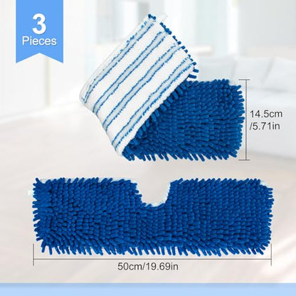 3 Pack Mop Heads Replacements Compatible for Ocedar Dual-Action Microfiber Flip Mop, Double Sided Mop Replace Head Mop Refills with Microfiber & Chenille for Dry Wet Use, Reusable, Machine Washable - color: Bule-white Mop Heads Replacements for Ocedar Dua
