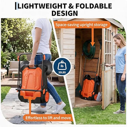 25.6 Inch Manual Push Floor Sweeper, Walk-Behind Hand Push Sweeper with 5-Gallon Bin, Adjustable Folding Handle for Garage, Workshop, Driveway, Patio