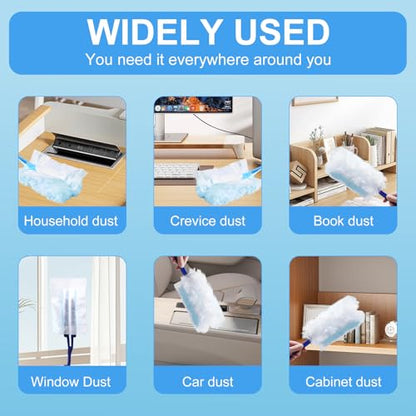 Duster Refills,Disposable dusting Brush Set Compatible with Swiffer Duster Refills for Furniture,Ceiling Fans, Electronics Multisurface Dusters with 4X Microfibers, Unscented (Blue, 40 PCS)