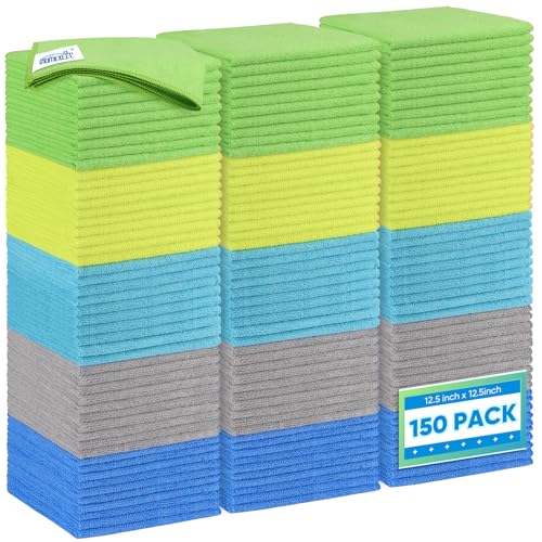 HOMEXCEL Microfiber Cleaning Cloth 150 Pack, 12.5 x 12.5 inch Microfiber Towels for Cars, Ultra Absorbent Car Washing Cloth, Lint Streak Free Cleaning Rags for Car, Kitchen, and Window, Multicolor - color: Multicolor, size: 12.5 x 12.5 Inch