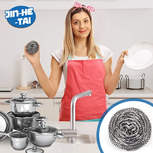 18 Pack Stainless Steel Scrubber, Steel Wool Srubber for Scouring Stubborn Messes from Pots and Pans, Stoves,Broiler Racks,Grills and More - size: 18 scrubbers