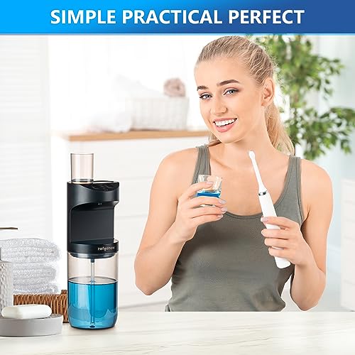 ZOFGENOW Automatic Mouthwash Dispenser for Bathroom,Bathroom Accessories 19.4 Fl Oz Dispensers with Magnetic Cups,Wall Mounted Dispenser,Suitable for All Age Groups,Black - color: Black